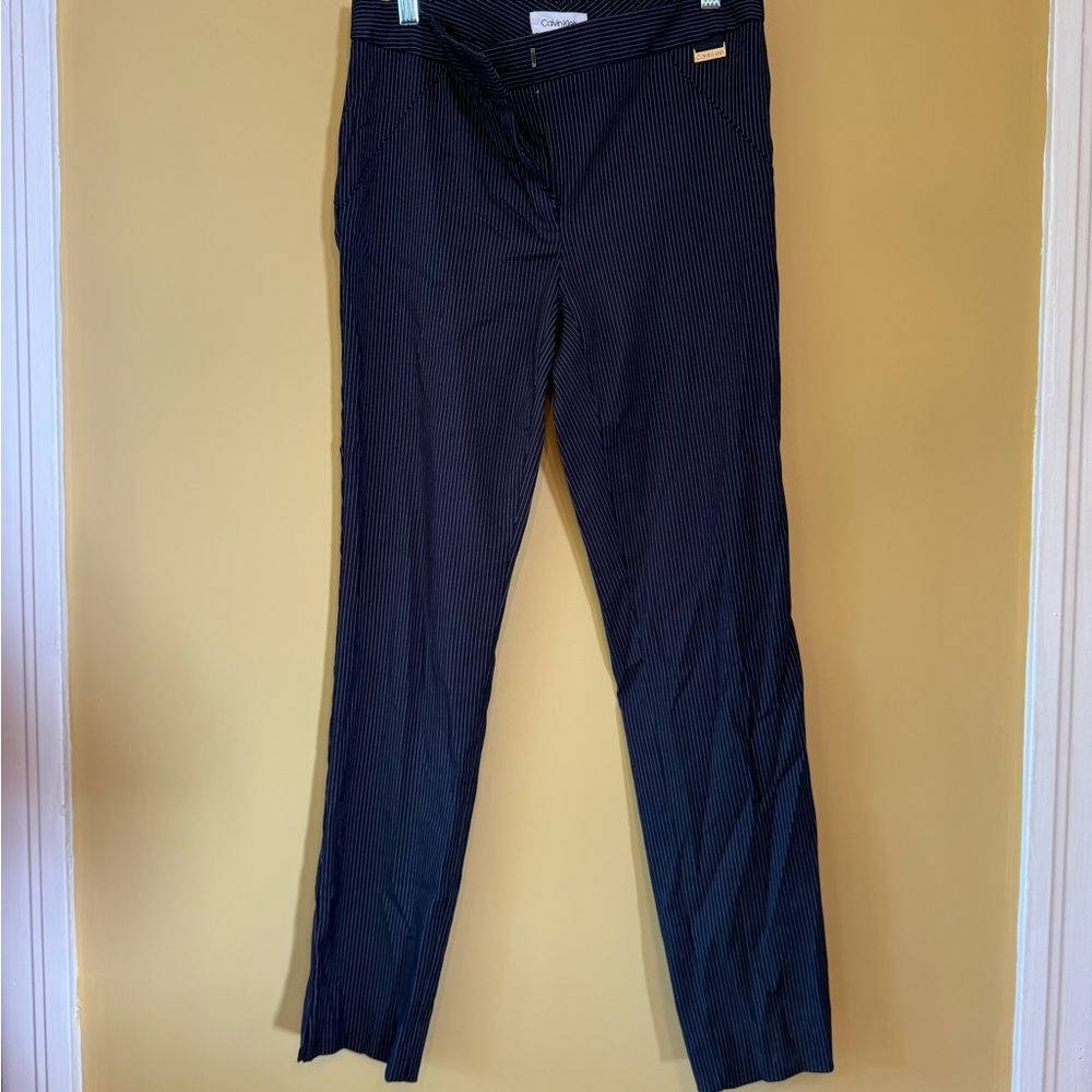 Calvin Klein Women's Navy Pinstripe Pantsuit